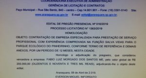 Prefeitura vai pagar R$ 293 mil/ano para empresa salva-vidas no Pinheirinho Salva Vida 124