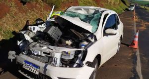 Colisão traseira destrói veículo na rodovia Washington Luís
