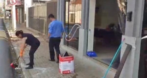 Acidente na 9 de Julho deixa uma vítima e causa danos materiais em casa funerária