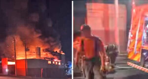 Incêndio na madrugada destrói depósito de produtos do Supermercado Tiba na Vila Melhado em Araraquara