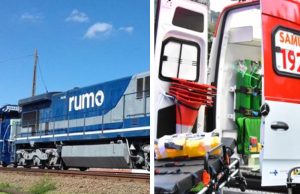 Funcionário é levado para o hospital após ser atropelado por composição da Rumo perto do lixão