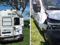 Em acidente na Comandante João Ribeiro de Barros ambulância é prensada por dois veículos