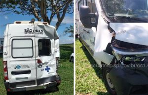 Em acidente na Comandante João Ribeiro de Barros ambulância é prensada por dois veículos