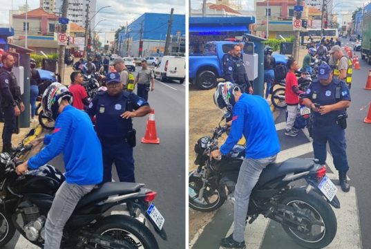 Guarda Municipal realiza operação de trânsito na Santa Cruz e fiscaliza 53 motos, uma foi apreendida