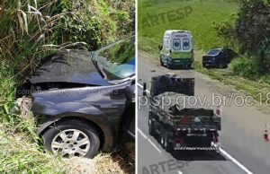 Carro bate na traseira de caminhão na Rodovia Washington Luís e deixa motorista ferido