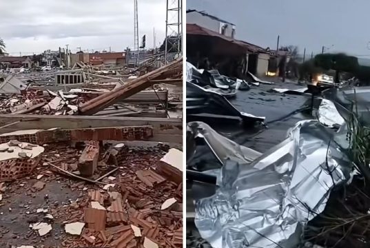Chuva e destruição após passagem de tornado por Guariba – 68 Km de Araraquara