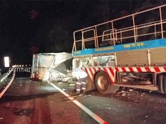 Para evitar choque com caminhão tombado na pista em Dois Córregos, ônibus entra no canteiro central